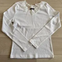 イング INGNI 長袖Tシャツ　ホワイト　リブ　レース