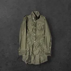 オリーブ色 スカルプリント ロングコート - メルカリ