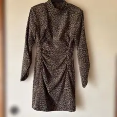 ZARA レオパード柄 ミニワンピース 長袖シャーリング♡