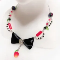 ハンドメイド　フェアリーグランジ　y2k ネックレス　赤　黒