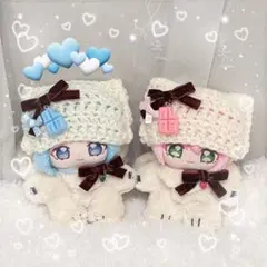 猫耳風ニット帽 ぬい服 12cm いつぬい バレンタイン ♡チョコミント♡