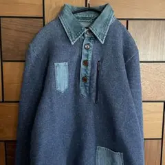 BLUE BLUE 切替 プルオーバー スウェット デニム シャツ