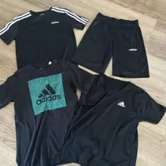 adidas 黒 Tシャツ 短パン4点セット