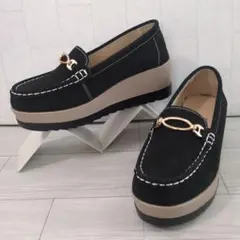 未使用級⭐厚底 軽量 ブラックローファー