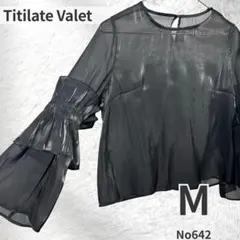 TitilateValet シアー フレアスリーブ ブラウス 黒 長袖 Mのサムネイル