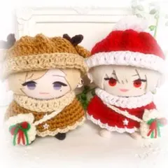 【7-336】ぬい服 にじぱぺっと用（クリスマスポンチョ/サンタ＆トナカイ）