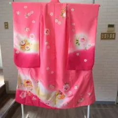 七五三用ピンク花柄着物