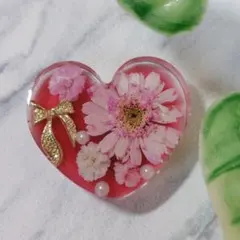 610 セピアピンク✴ハートブーケ✴レジンヘアゴムキーホルダーブローチ