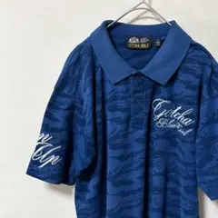 ガッチャ ゴルフ 半袖ポロシャツ 青 総柄 メンズ Lサイズのサムネイル