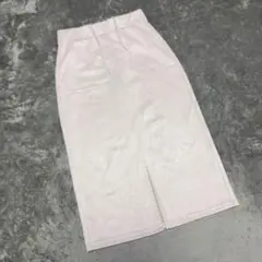 【イッカ】（M）フェイクスウェードスカート ロング丈 タイト スリット 紐付き