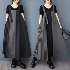 大きいサイズ プリーツ サロペット ⭐ワンピース レディース 春夏 新品 