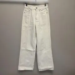 【新品】H&M ホワイト ワイドレッグデニム EUR34