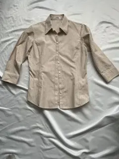 ニューヨーカー NEW YORKER 長袖シャツブラウス 9R 白 ブラウン