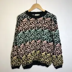 【美品】90's vintage セーター ニット マルチカラー レトロ 古着