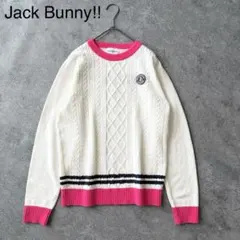 極美品✨ジャックバニー ケーブル編みセーター ゴルフ レディース 白 S