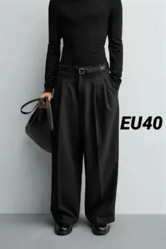 ZARA ザラ ワイドレッグプリーツパンツ EU40 jp31