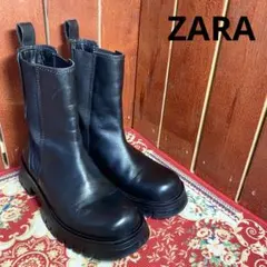 ZARA サイドゴア　ブーツ　ブラック　35 厚底　トラックソール