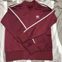 adidas バーガンディ ジップアップジャージ トラックジャージ - メルカリ