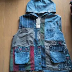 CUBE SUGAR　キューブシュガー　デニムパッチワークベスト新品未使用タグ付