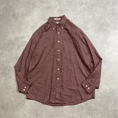 90s L.L.Bean チェックBDシャツ 赤 L コットン 長袖　USA古着