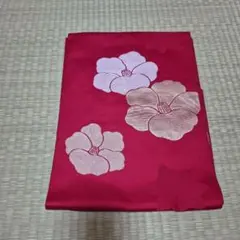 名古屋帯 赤 花柄