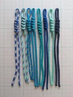 ４　パラコード　パーツ　8本セット　【ハンドメイド】　青　ブルー
