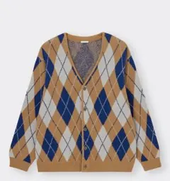 【タグ付き未使用品】GU カーディガン ブラウン ユニセックス アーガイル