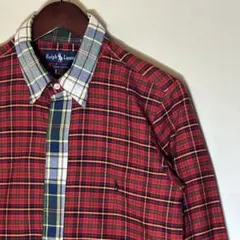 ラルフローレンRalph Laurenリメイクシャツチェック異素材切り替え一点物