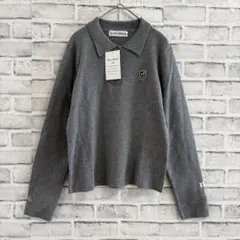 未使用タグ付 TINA:JOJUN エンブレム付き ポロニット グレー M 長袖