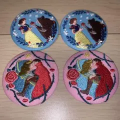 【本日発送】ディズニー 白雪姫、眠れる森の美女 刺繍ピンバッジセット 4個