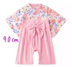 ☆袴風ロンパース　ピンク椿柄☆90㎝