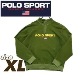 ポロスポーツ　90s ハーフジップスウェットシャツ　XL カーキ