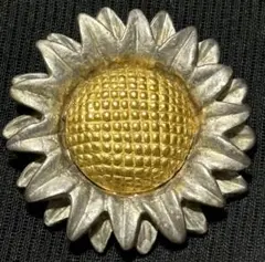 ヴィンテージ　ひまわりモチーフ　シルバー色xゴールド色年代物レトロ古いビンテージ