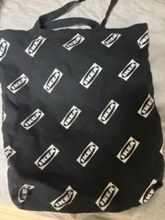 IKEA トートバッグ ブラック 総柄