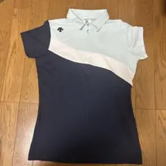 DESCENTE GOLF レディースゴルフウェア L 水色/ネイビー