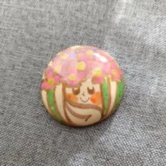 花冠の女の子ブローチ帯留めトップ