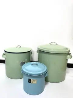 ホーロー製 寸胴鍋 直径約37cmパステルグリーン 蓋付き - メルカリ