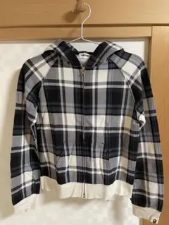アベイシングエイプ　ジップパーカー　チェック柄　短丈　薄手　フーディー　y2k A BATHING APE アベイシングエイプ チェック ジップ パーカー
