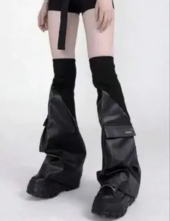 専用　　　ROMWE Goth 女性用ダークスパイラル柄フェイクレザー脚スリーブのサムネイル