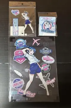 成田アニメ　津島善子パイロット風衣装アクスタ＋アクリルバッジ＋クリアファイル3点