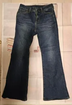 GU　レディース　スリムフレアージーンズ　ブルー　S
