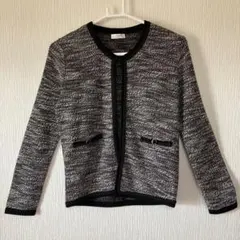 【美品】persodea （ペルソディア）モノトーンツイード風長袖カーディガン