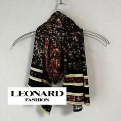 レオナール ストール 大判 総柄 ウールシルク LEONARD