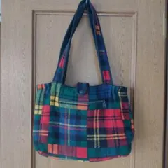 johnson woolen mills　チェックトートバッグ