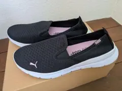 PUMA ソフトフォームプラス スリッポン スニーカー 黒 24cm メッシュ