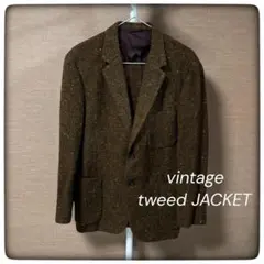 ♦︎ vintage 古着 メンズ ブラウン ツイード テーラード ジャケット