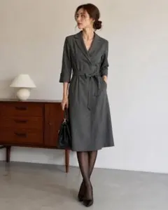 ICB ウール100% 七分袖ガウンワンピース グレー サイズ1（S相当）女性のサムネイル