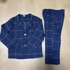 100 ネイビー　チェックスーツ