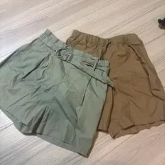 ZARA オリーブグリーン ベルト付きショートパンツ　無印2枚セット