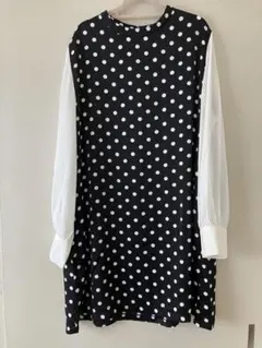【送料込】ZARA BASIC ドット柄 長袖ワンピース XL￤レディース